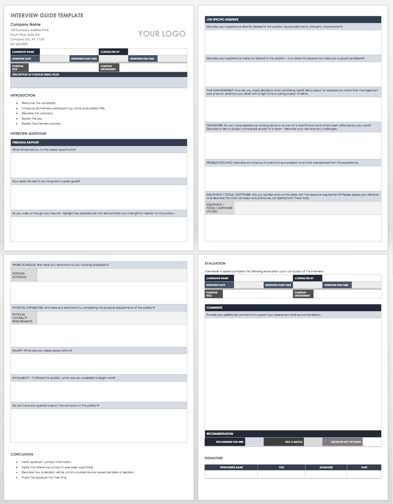 free interview templates and scorecards smartsheet