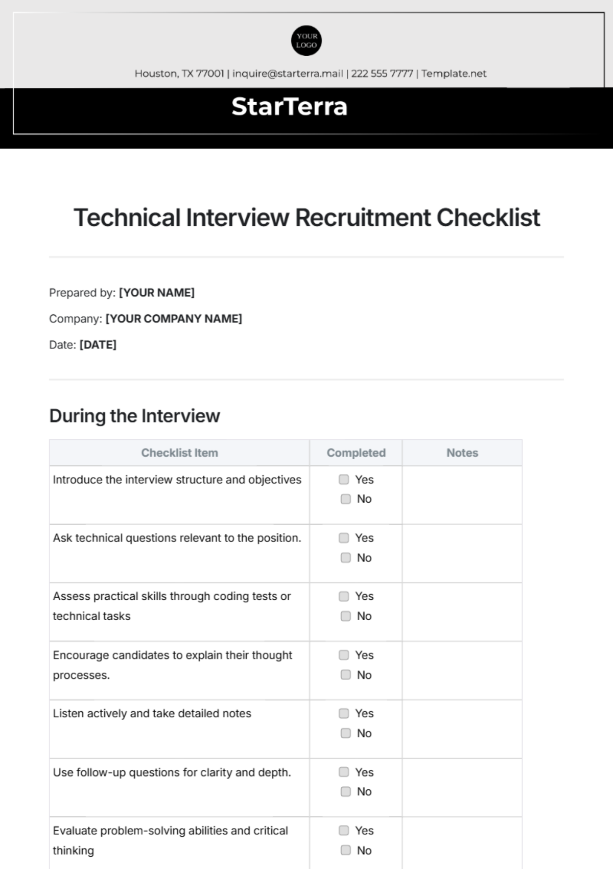 Free Interview Templates To Edit Online