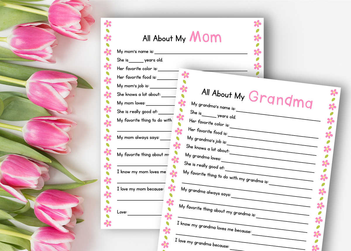 All About My Mom Questionnaire Printable Older Kids