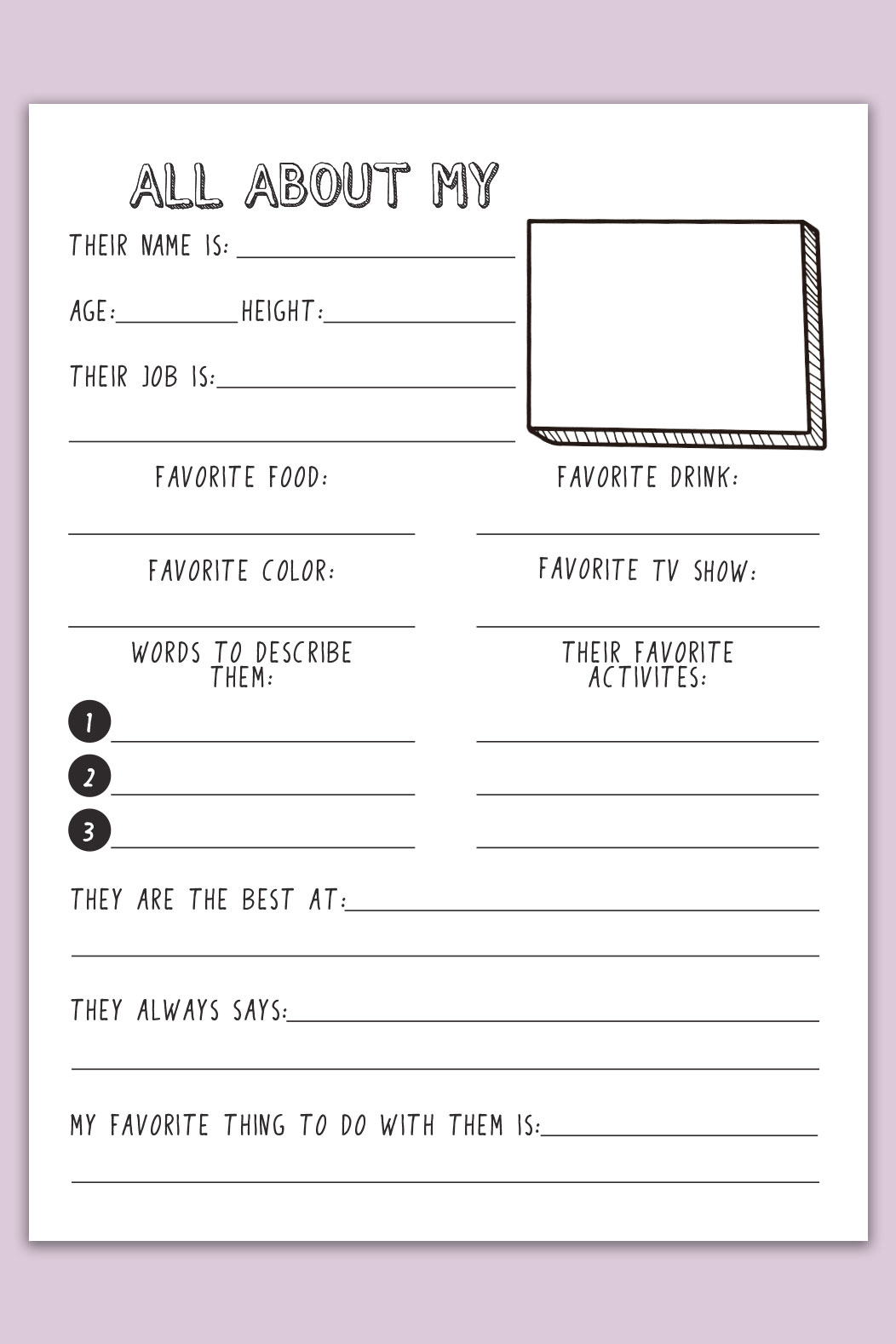 Free Mother s Day All About My Mom Or Grandma Printable