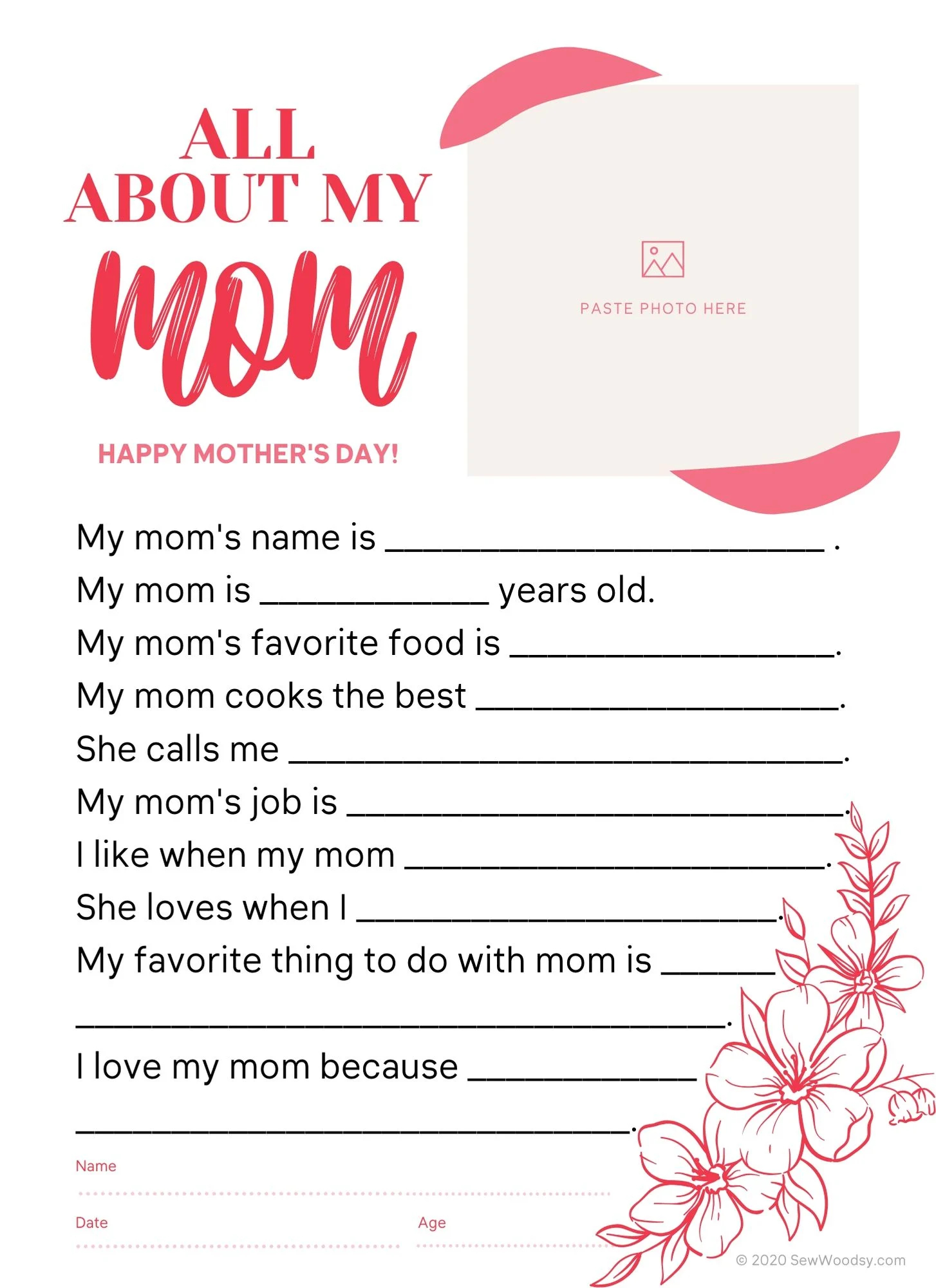 Free Mother s Day Questionnaire Printable Sew Woodsy