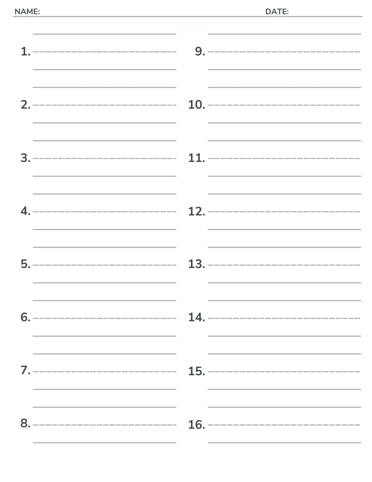 Printable Answer Sheet 100 Line