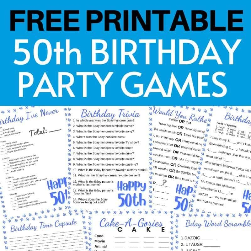 Free Printable 50th Birthday Party Games