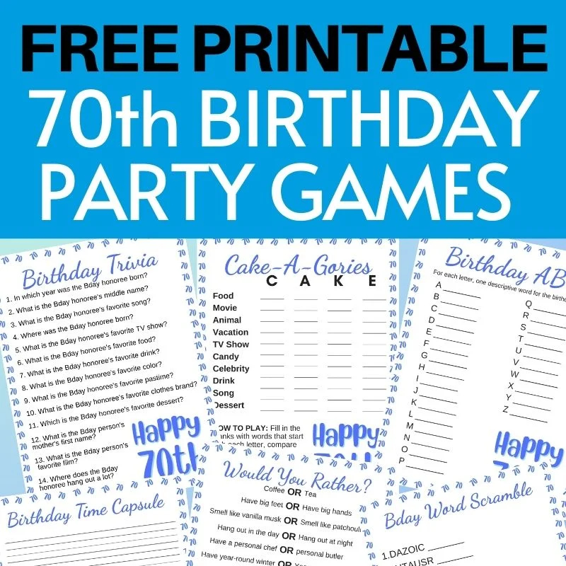 Free Printable 70th Birthday Party Games Parties Made Personal