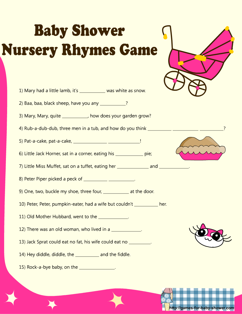 Free Printable Baby Shower Games with Answers