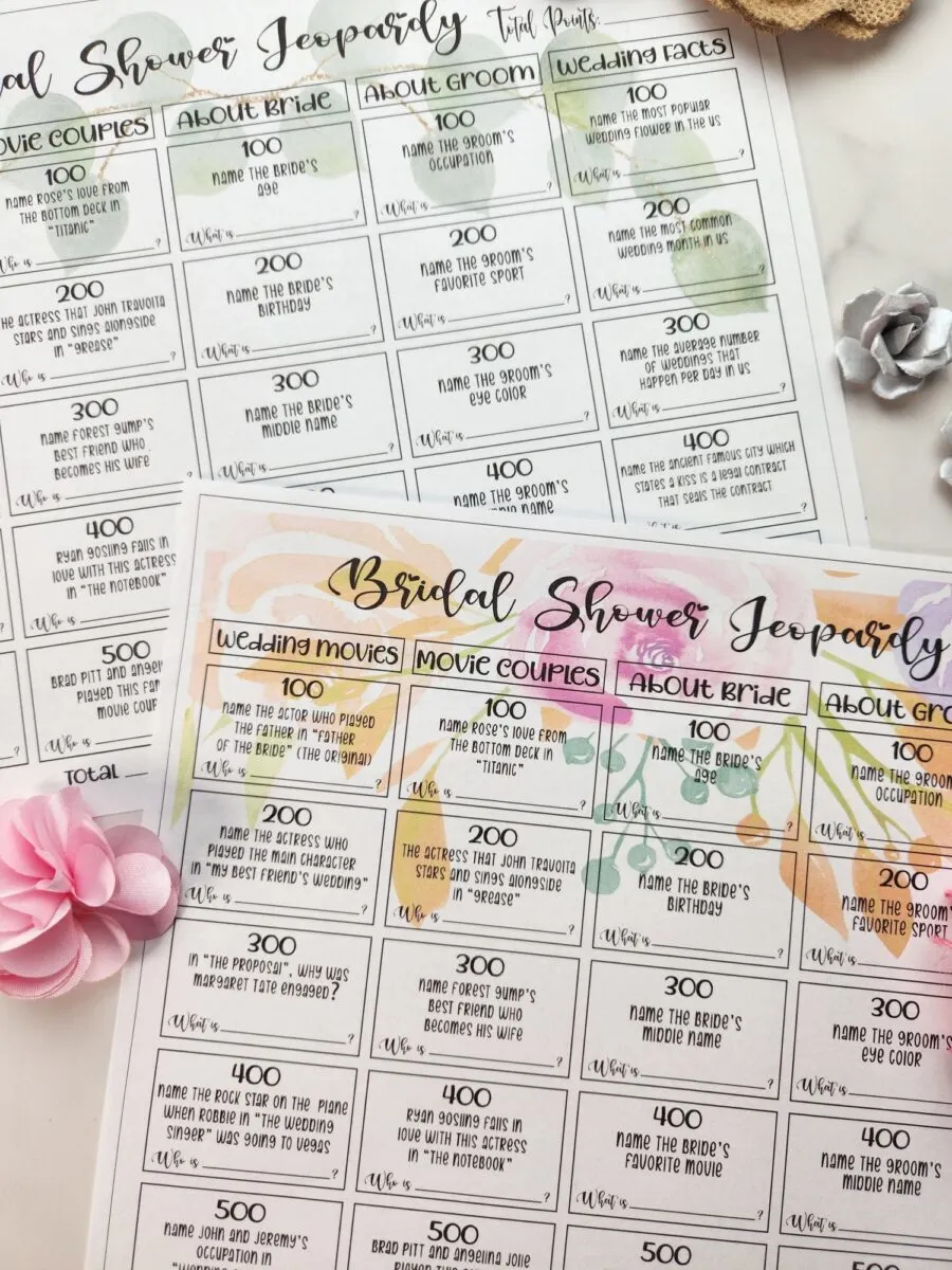 Free Printable Bridal Shower Jeopardy Questions 3 Versions Leap Of Faith Crafting