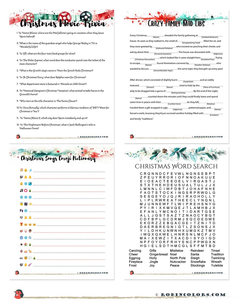Free Printable Christmas Games Trivia and Answers