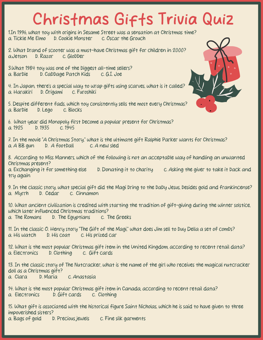 Trivia Answer Sheet 15 Questions Printable