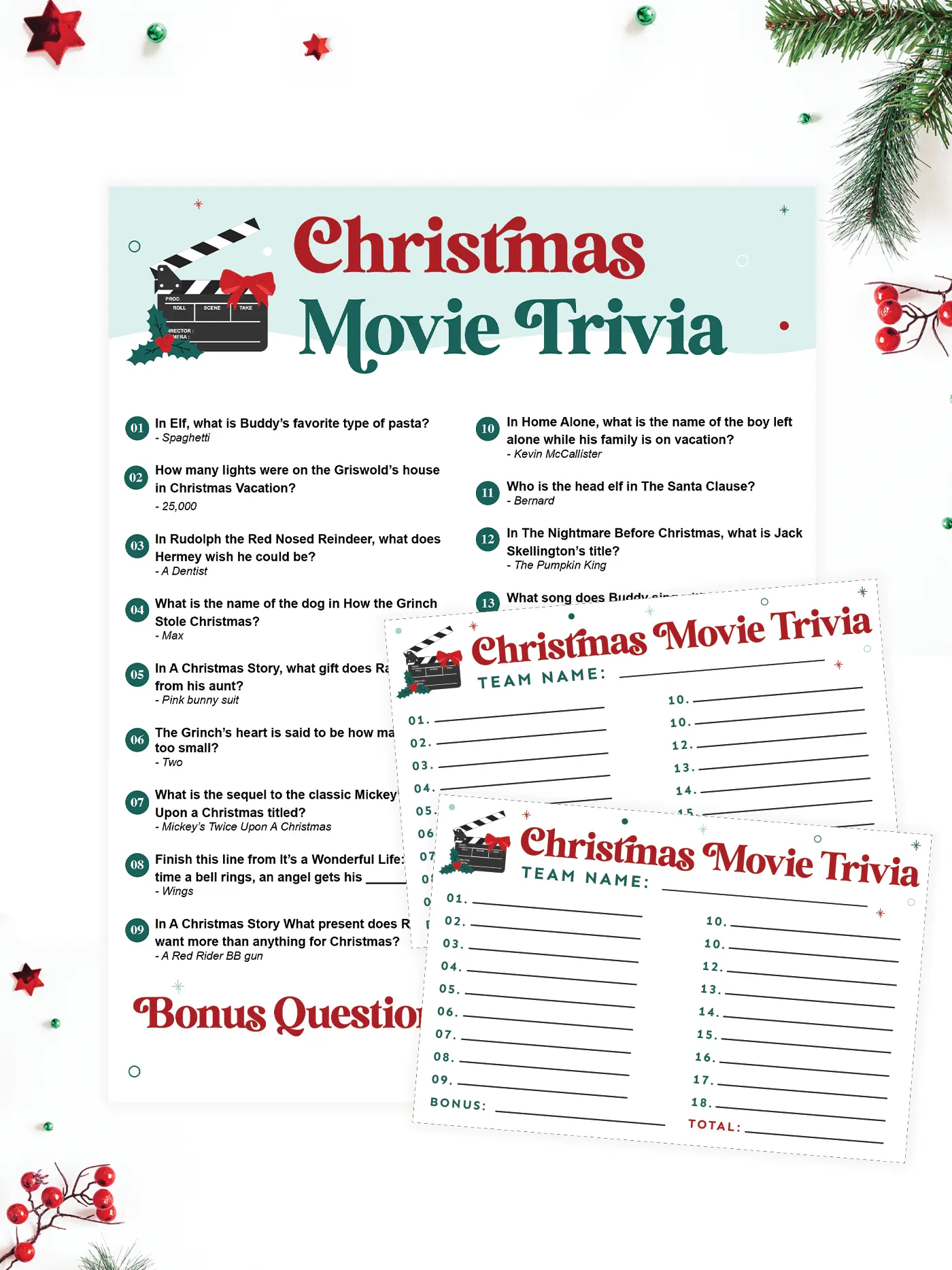 Free Printable Christmas Quiz Questions