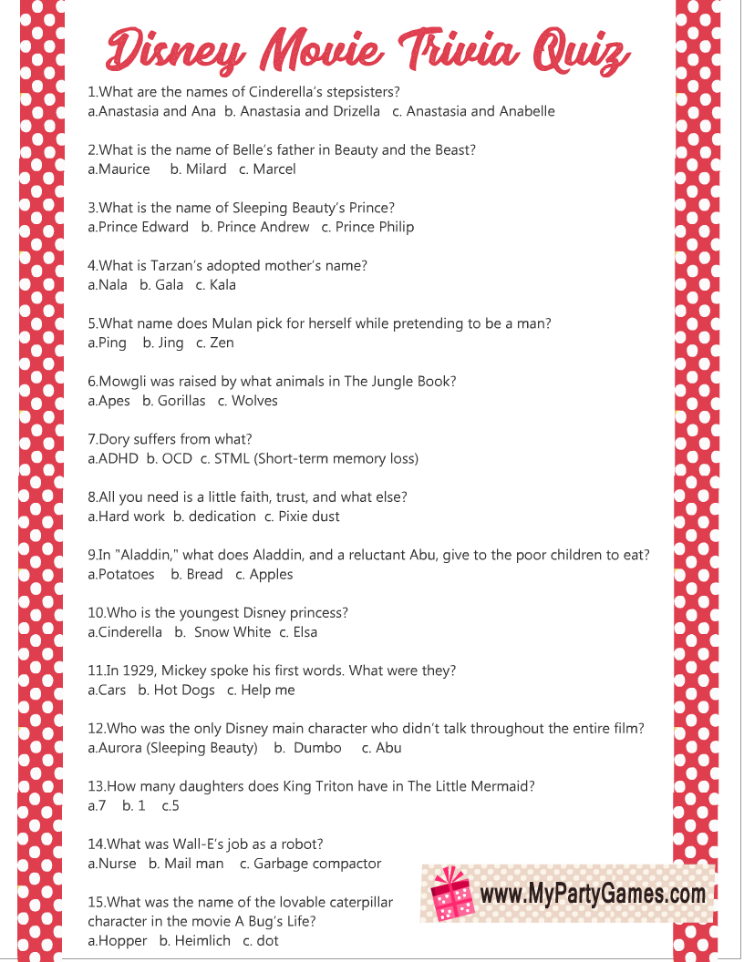 Free Printable Quiz Questions PDF