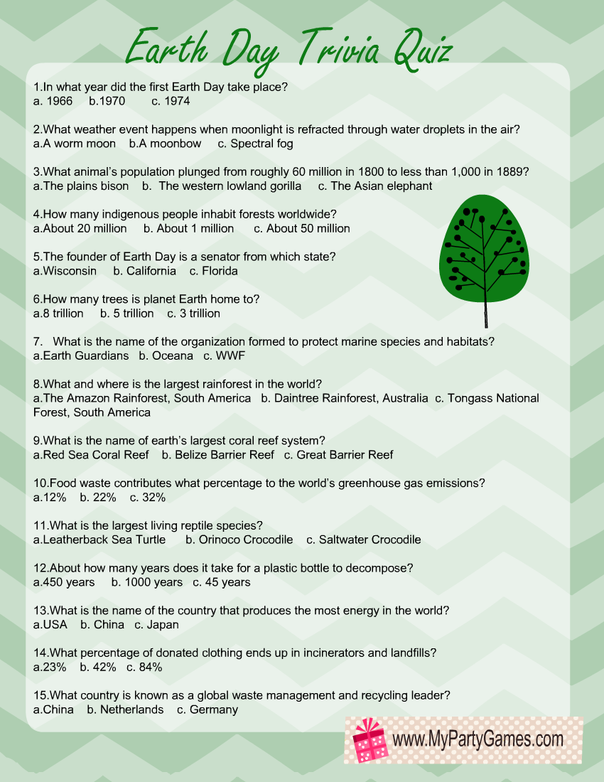 Everyday Trivia and Answers Printable