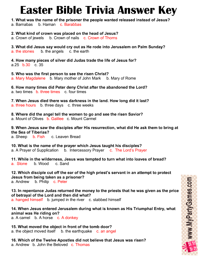 Free Printable Bible Quiz Questions