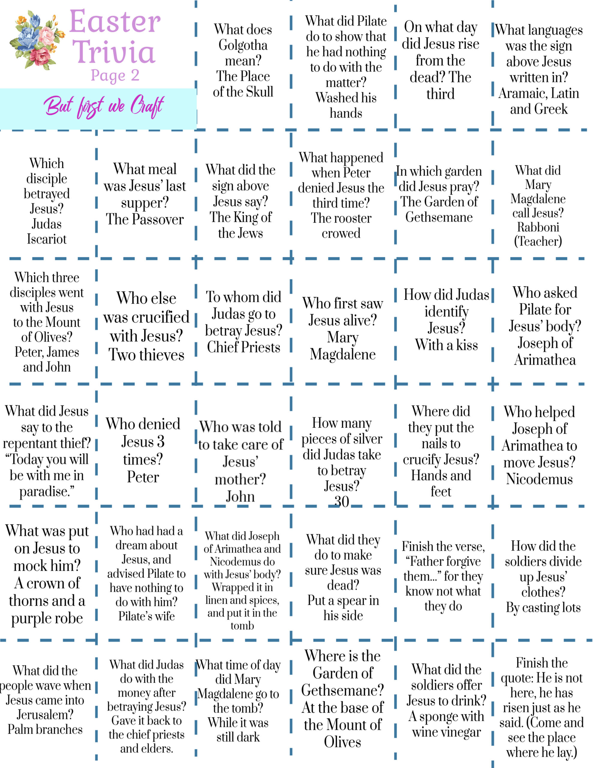 Free Printable Bible Trivia with Answers