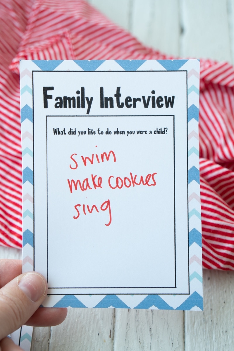 Grandparents Interview Questions Printable
