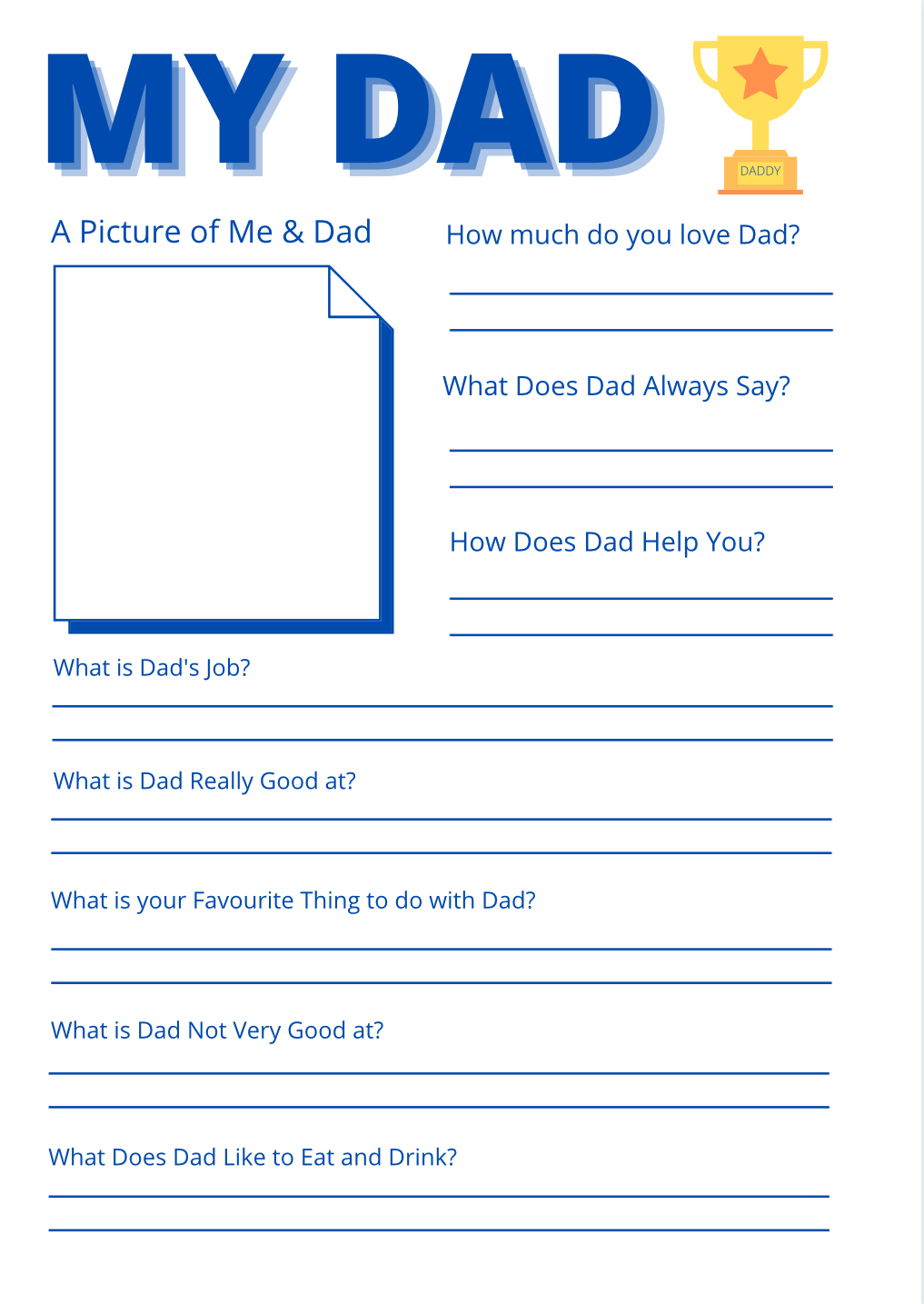 Free Printable Father s Day Questionnaires