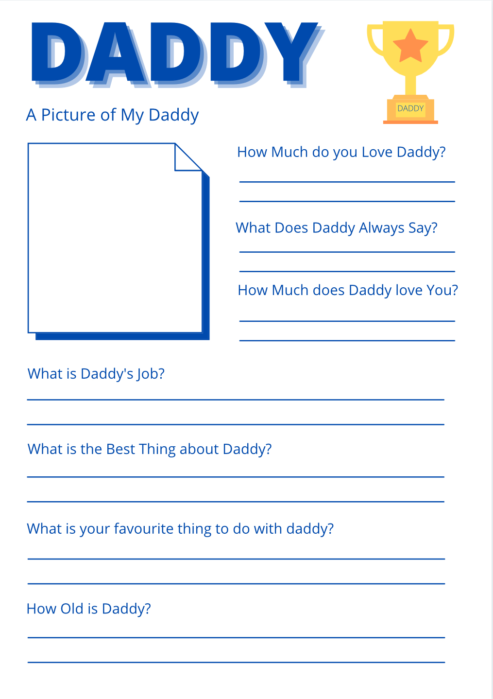 Dad Interview Questions for Father's Day Free Printable