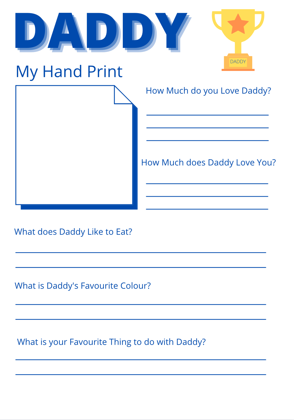 My Daddy Questionnaire Printable Free