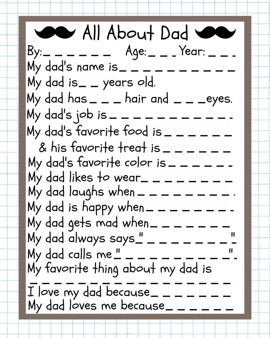 Birthday Questions About Dad Printable