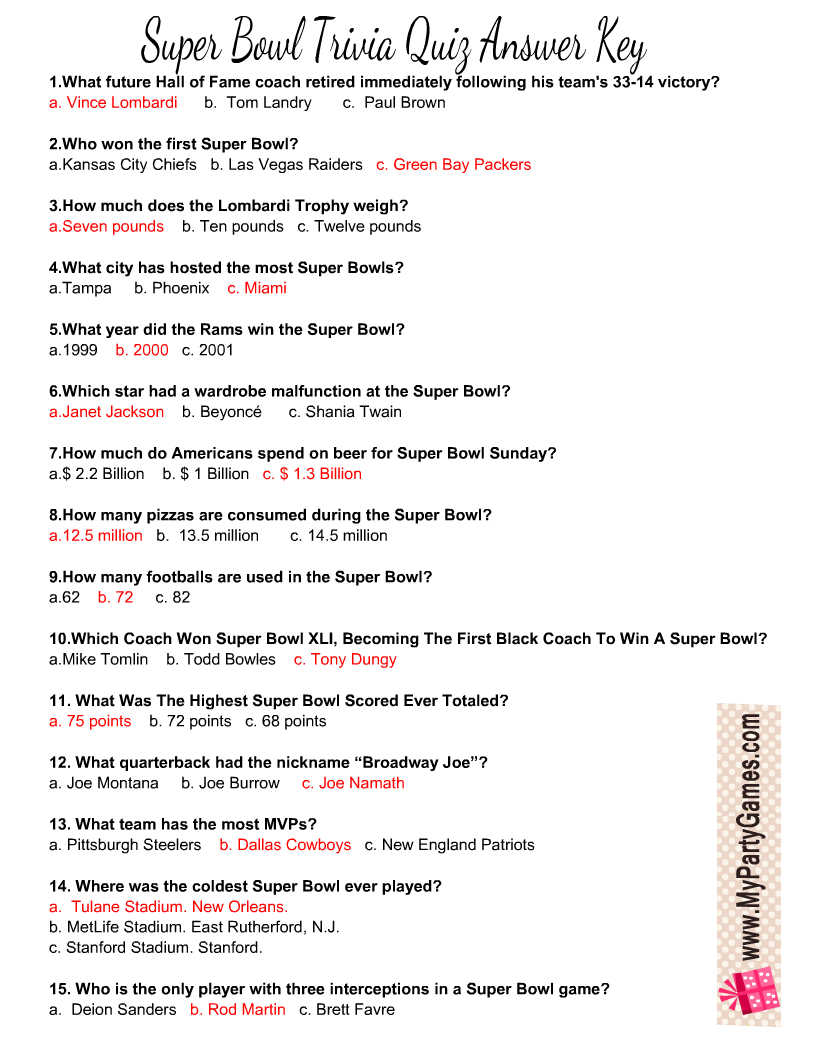 free printable football super bowl trivia quiz