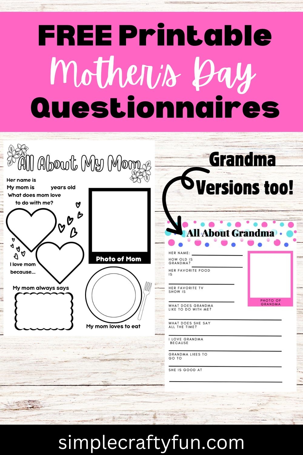 Mother's Day Questioner Printable Free
