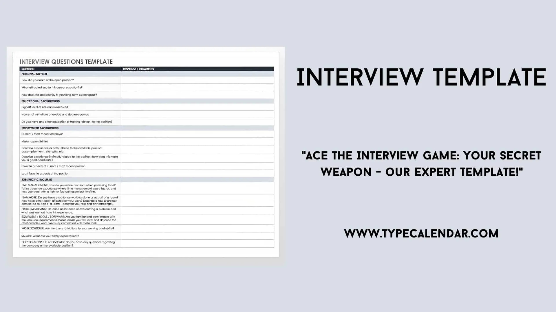 Examples of Good Interview Questions Printable Free