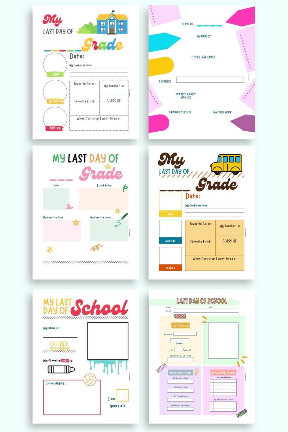 Free Printable Last Day Of School Questionnaires The Artisan Life