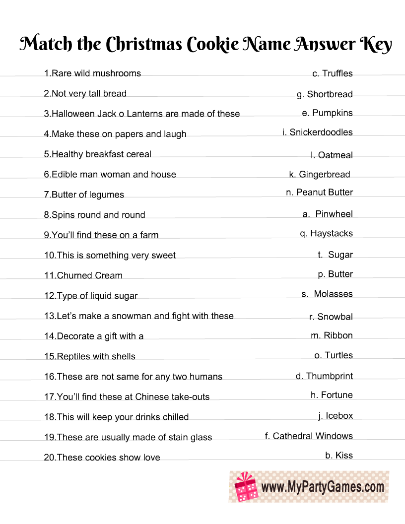 Cookie Trivia Questions and Answers Printable