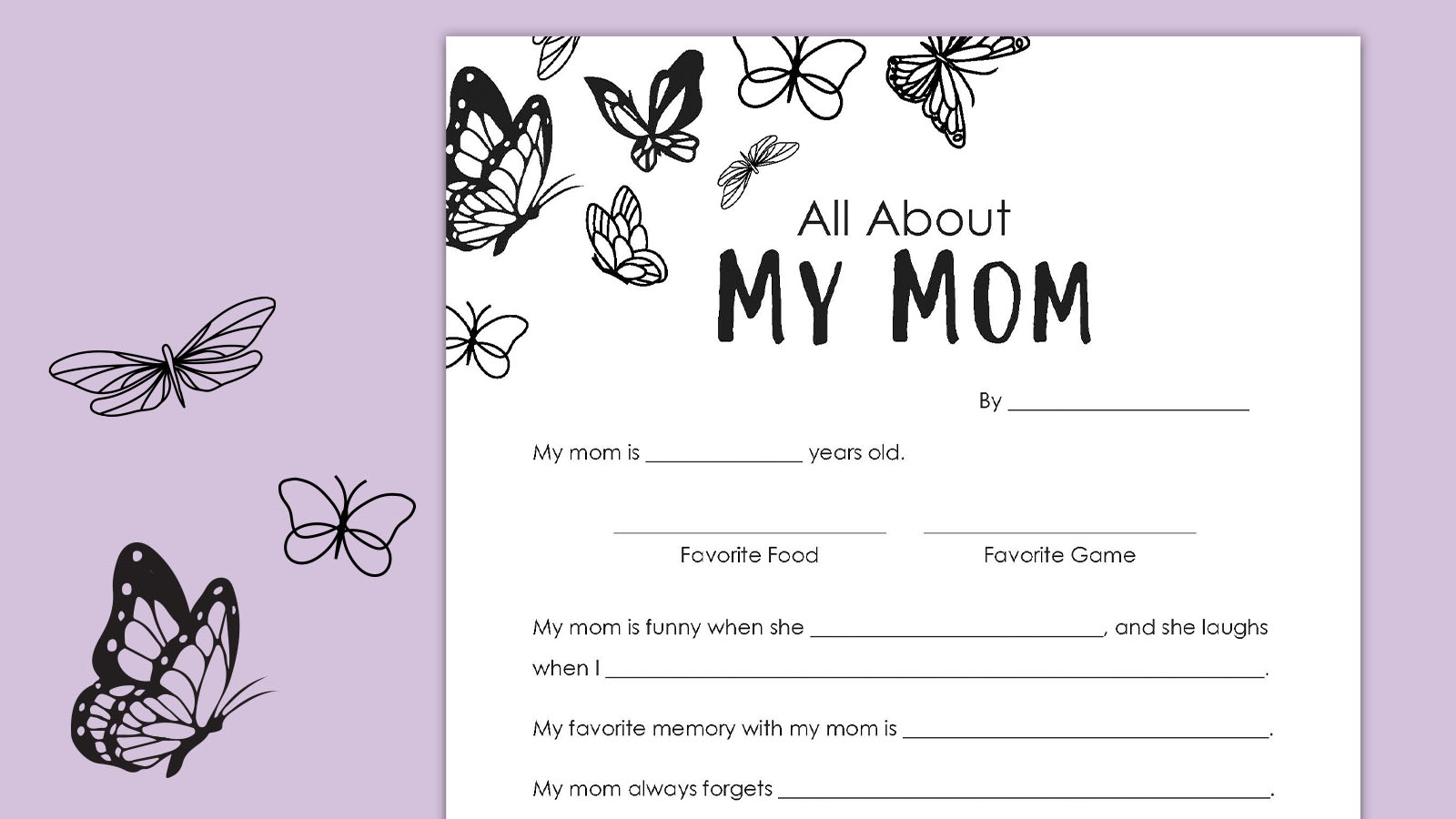 free printable mother s day questionnaire