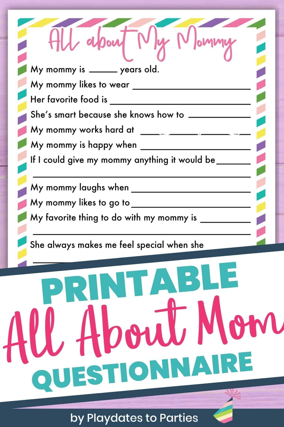Free Printable Questionaire All About Mom