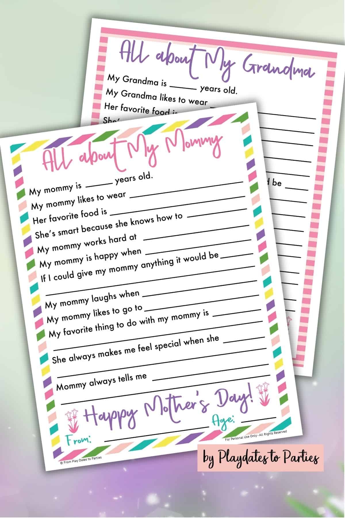 Free Printable Mother s Day Questionnaire
