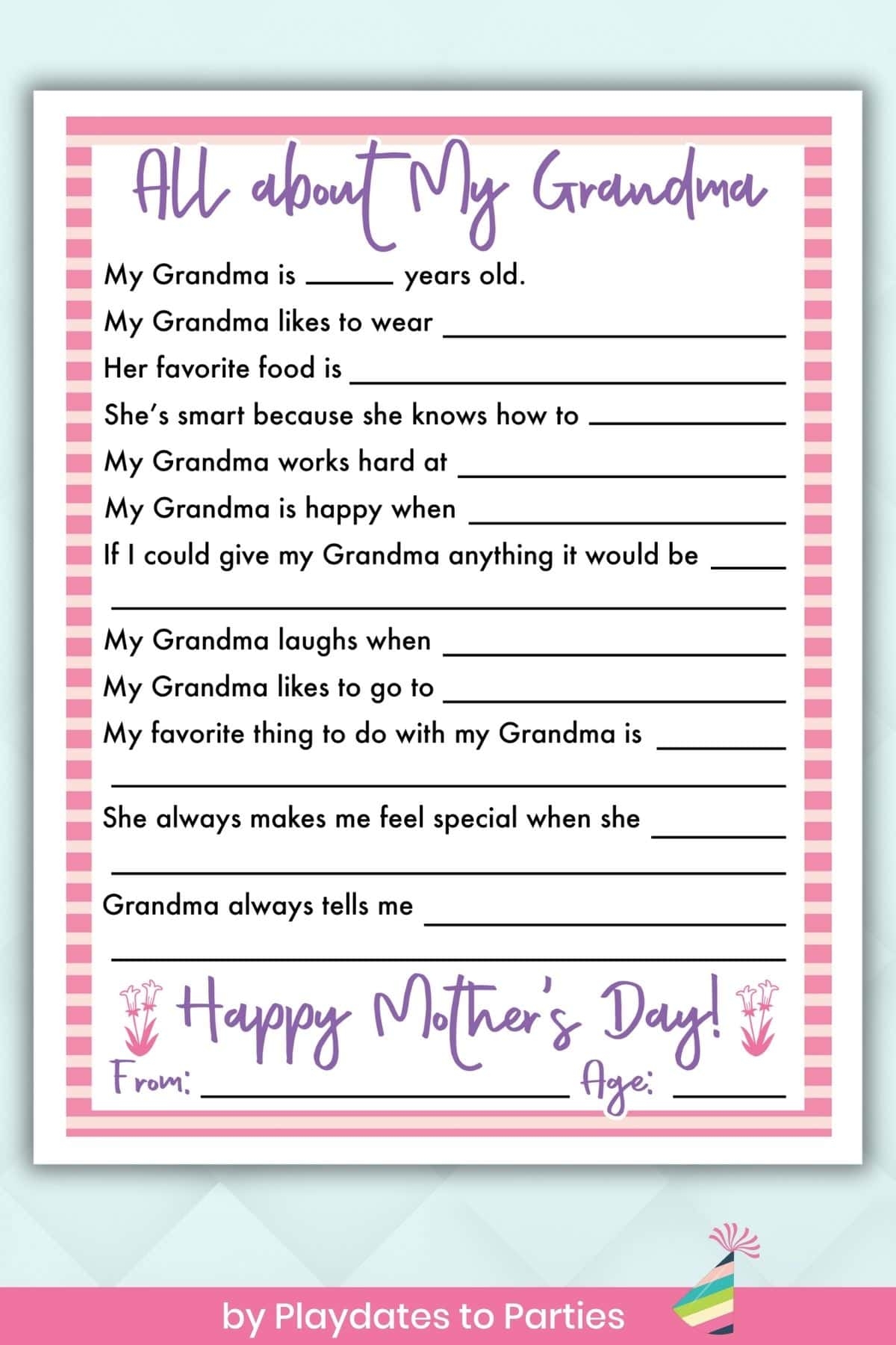 free printable mother s day questionnaire