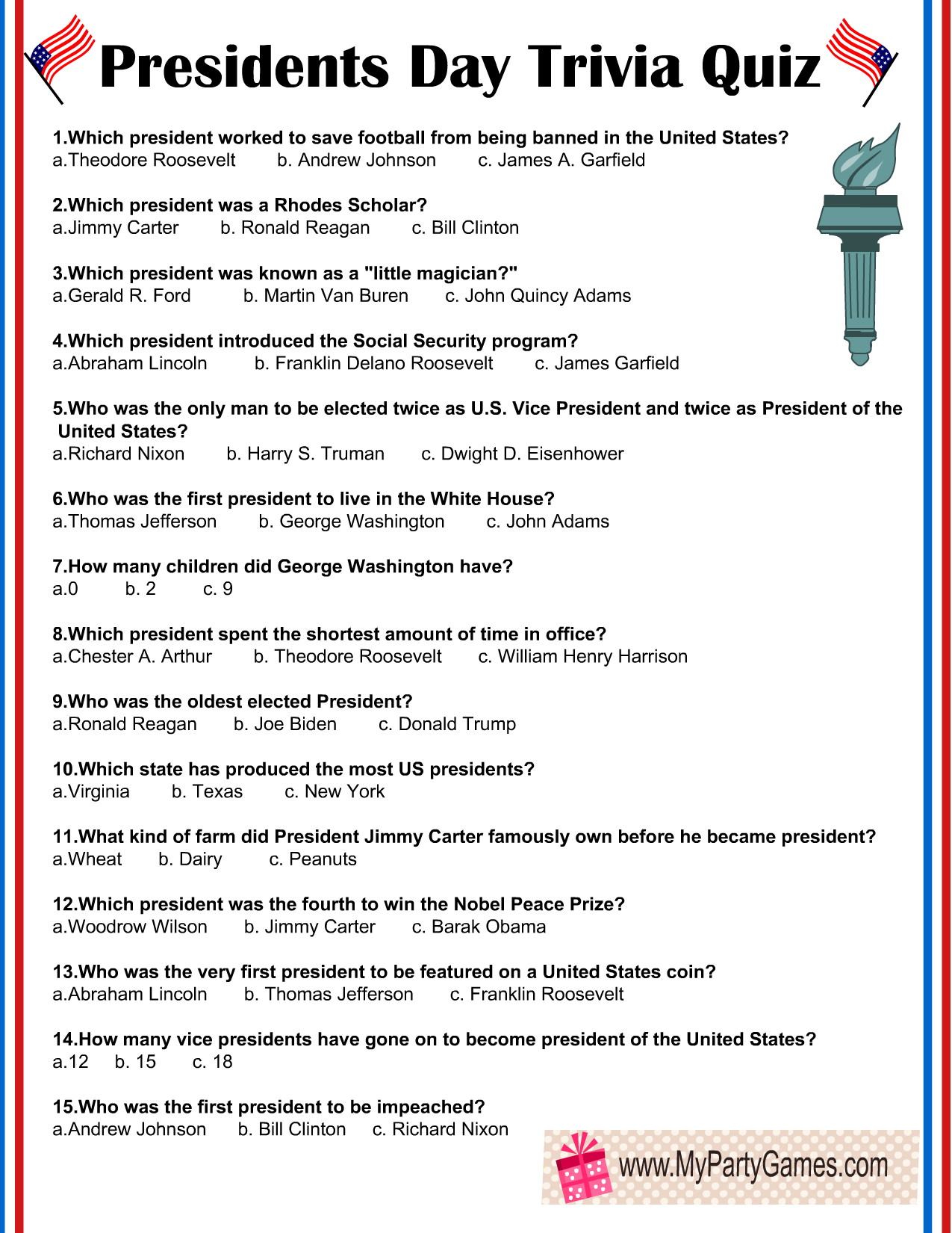 Lincoln Trivia Questions and Answers Printable