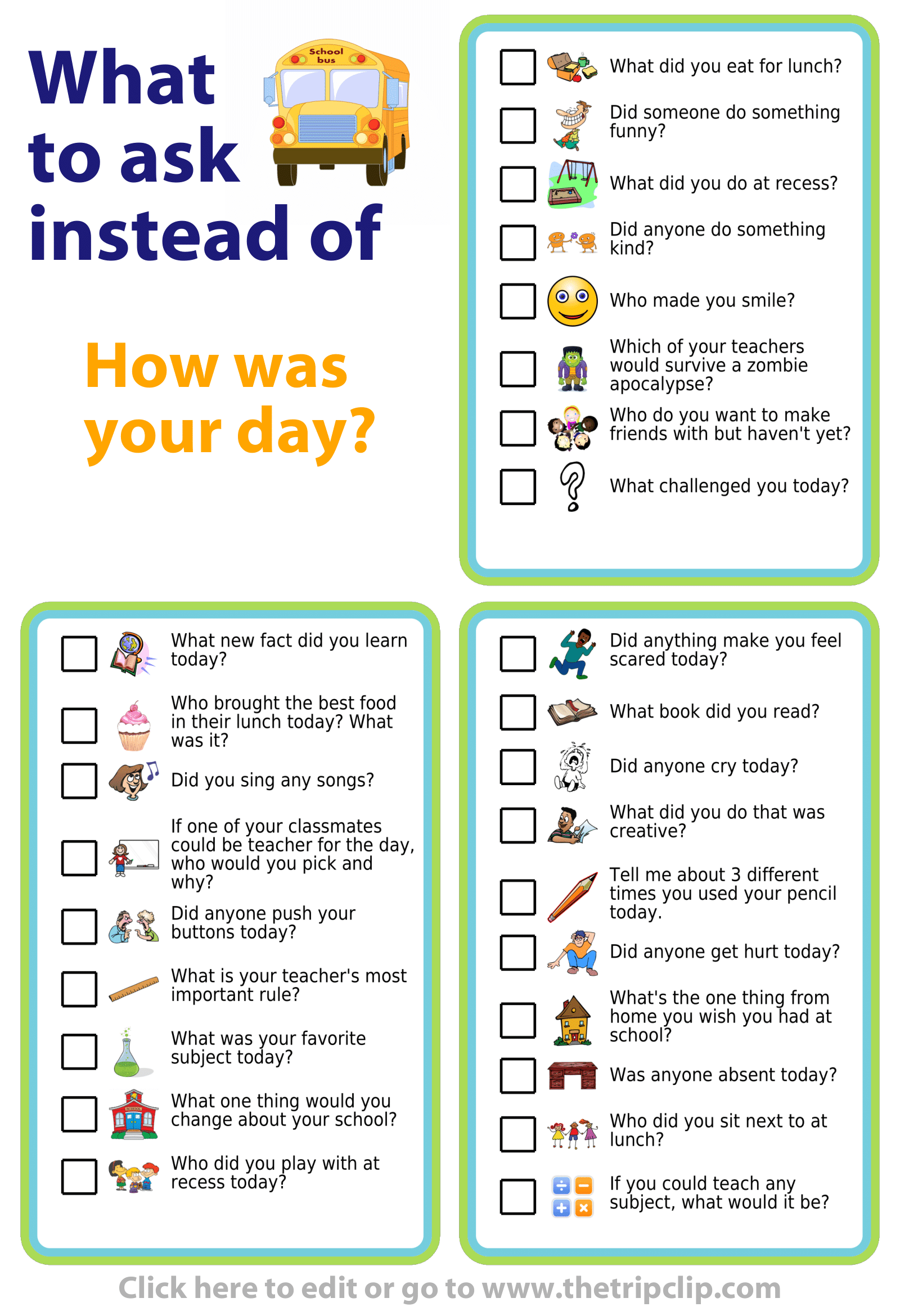 Free Printable Questions To Get Kids Talking