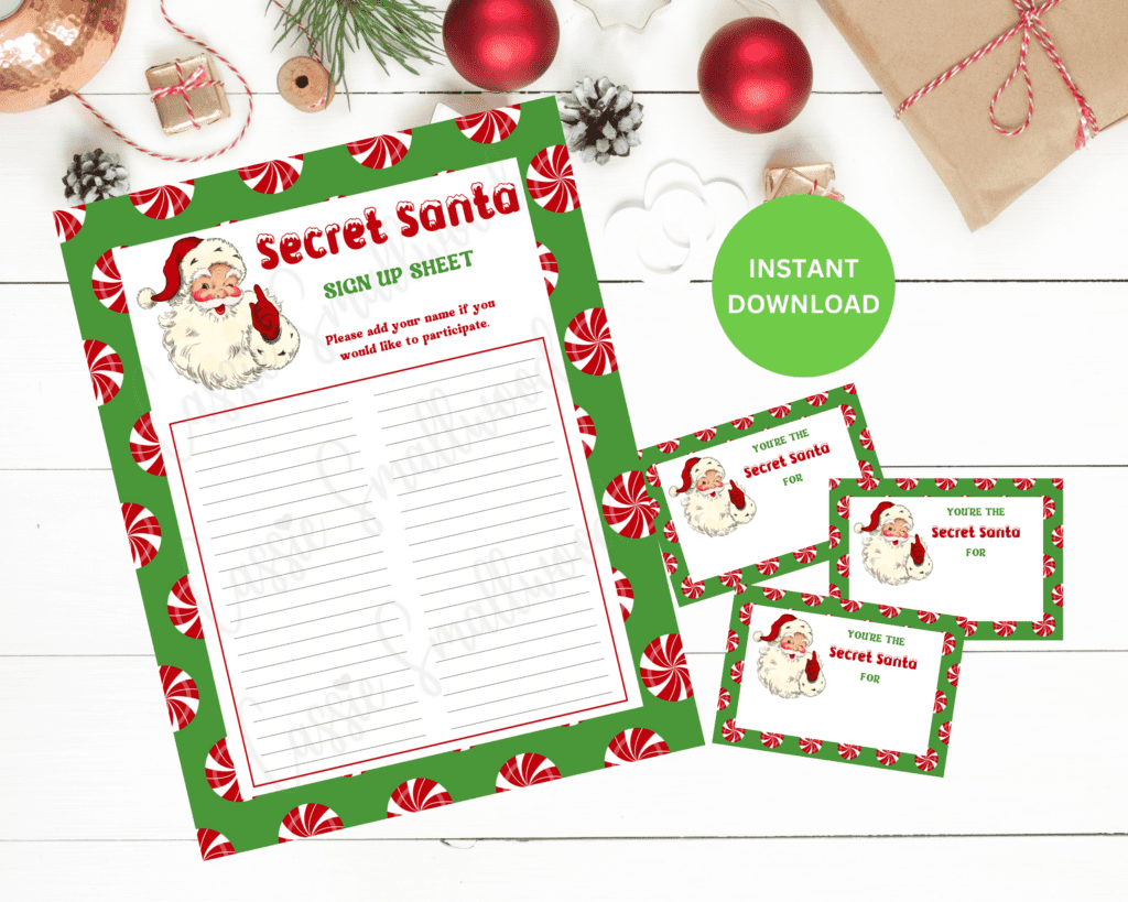 Secret Santa Free Printable Questionnaire 4 Block Templete