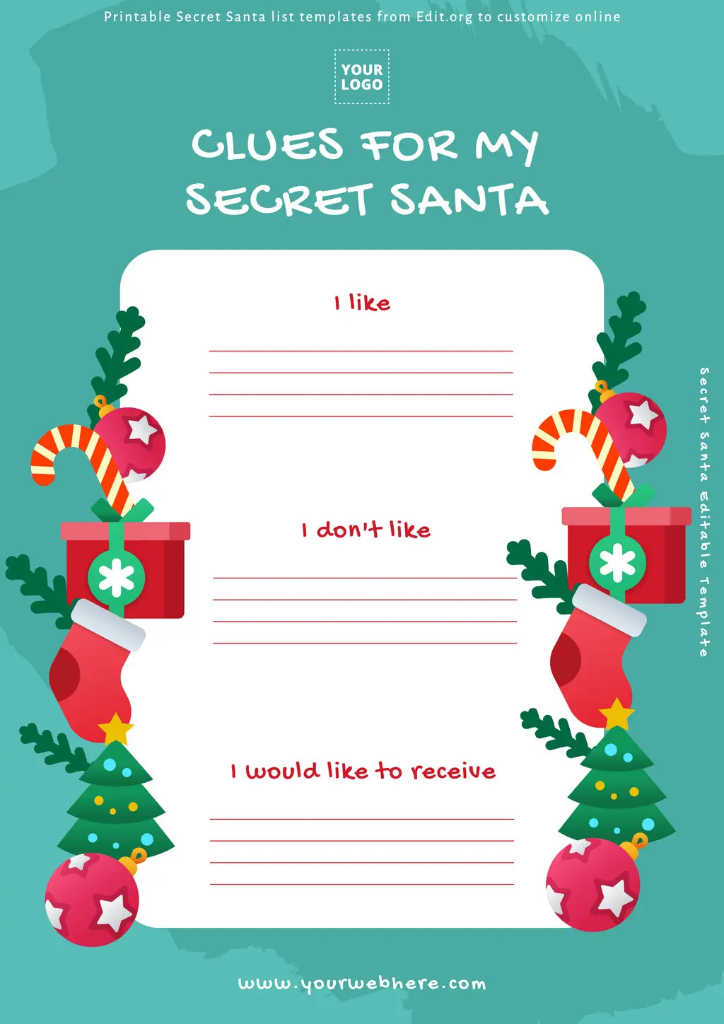 Free Print Secret Santa Questionnaire Printable