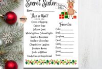 Free Printable Secret Sister Questionnaire Printable Party Favors