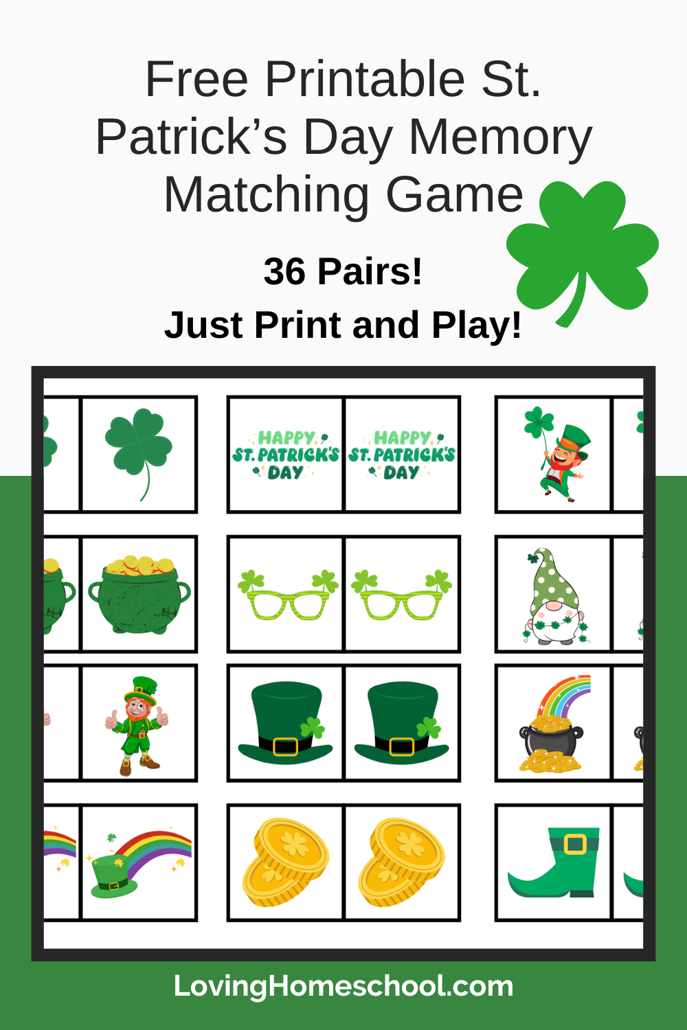 Free Printable St Patrick s Day Memory Matching Game LovingHomeschool