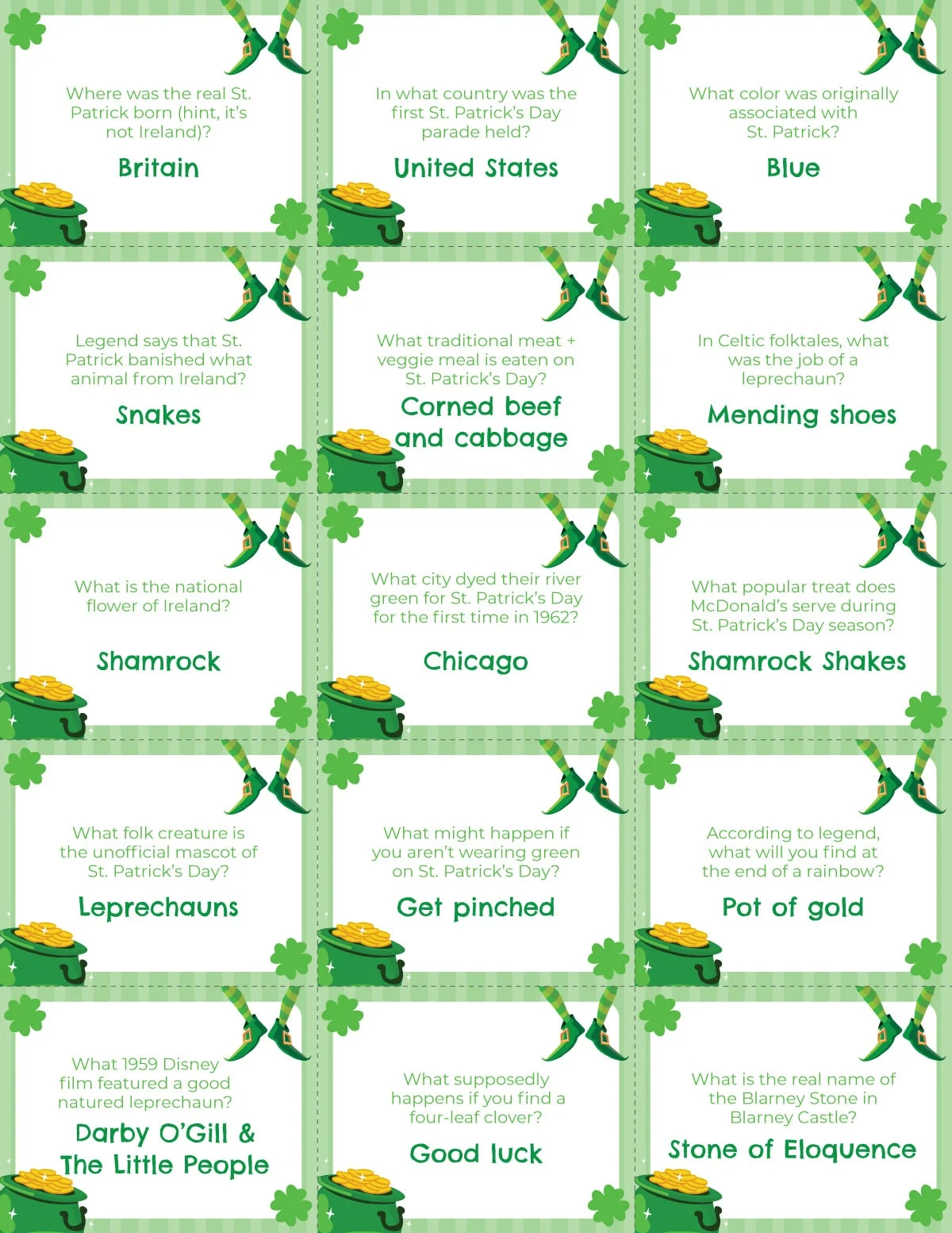Free Printable St Patrick s Day Trivia Questions Play Party Plan