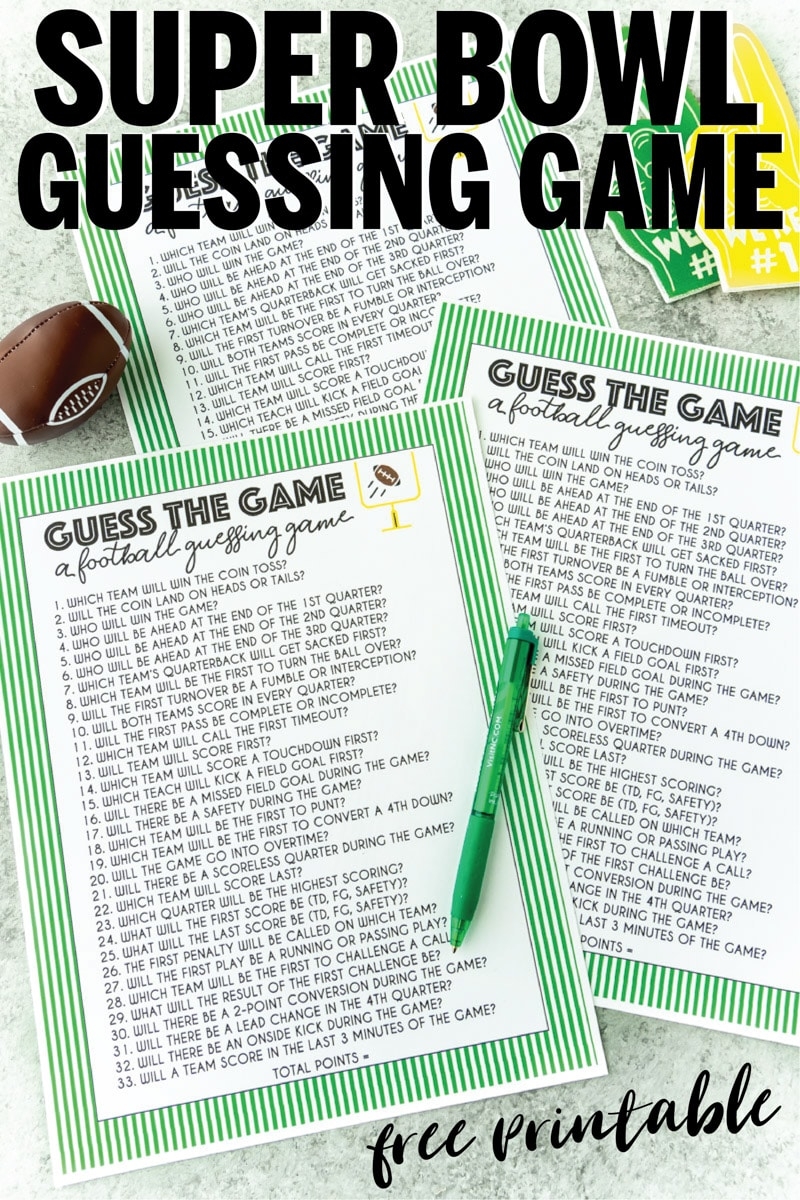 free printable super bowl guessing game play party plan