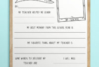 Free Printable Teacher Appreciation Questionnaire Gift