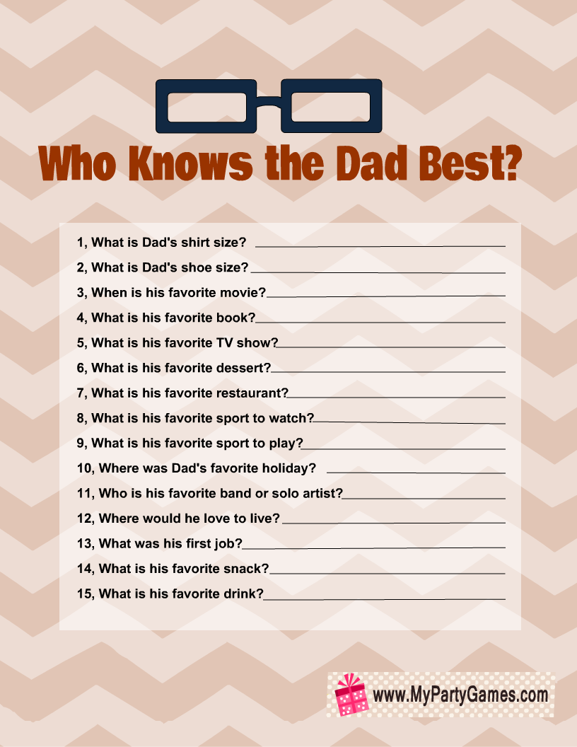 Free Printable Who Knows The Dad Best Father s Day Game