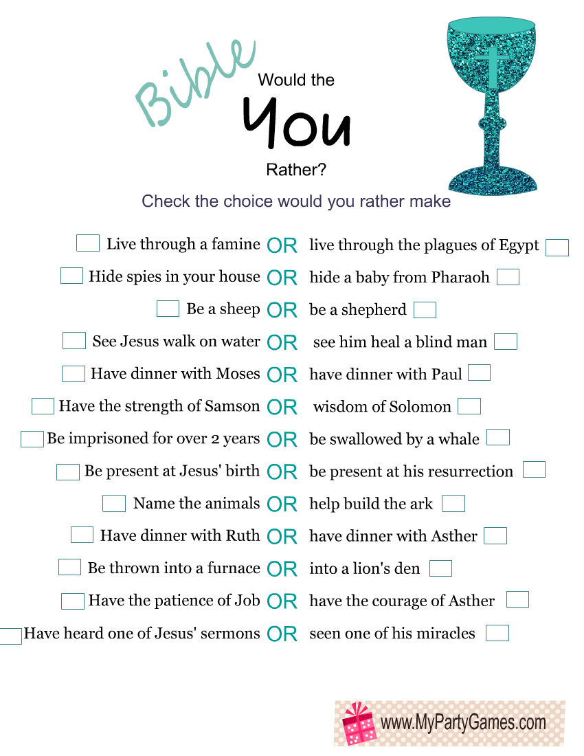 Free Printable Would You Rather Questions for Teens