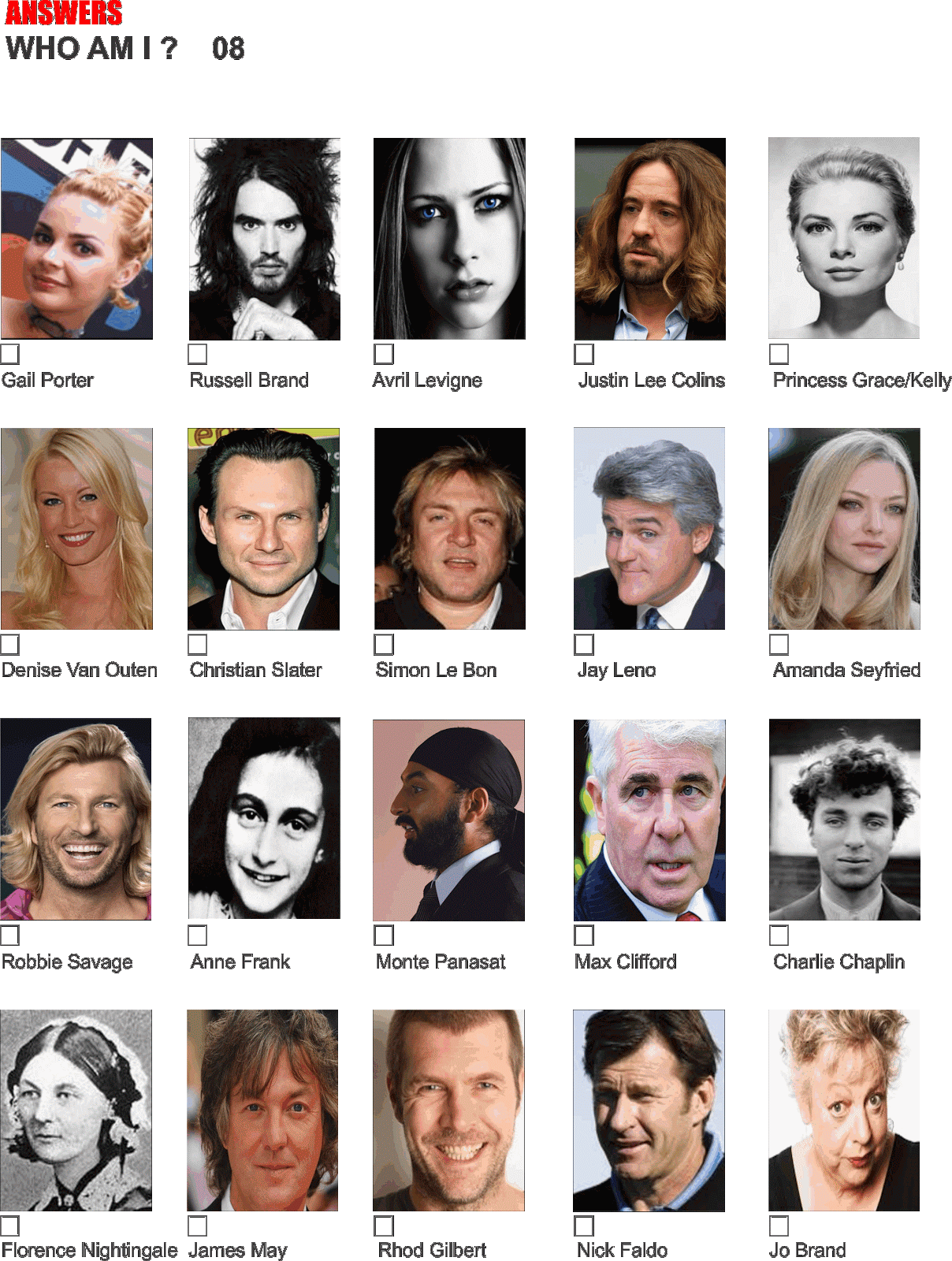 Free Picture Quiz with Answers Printable UK