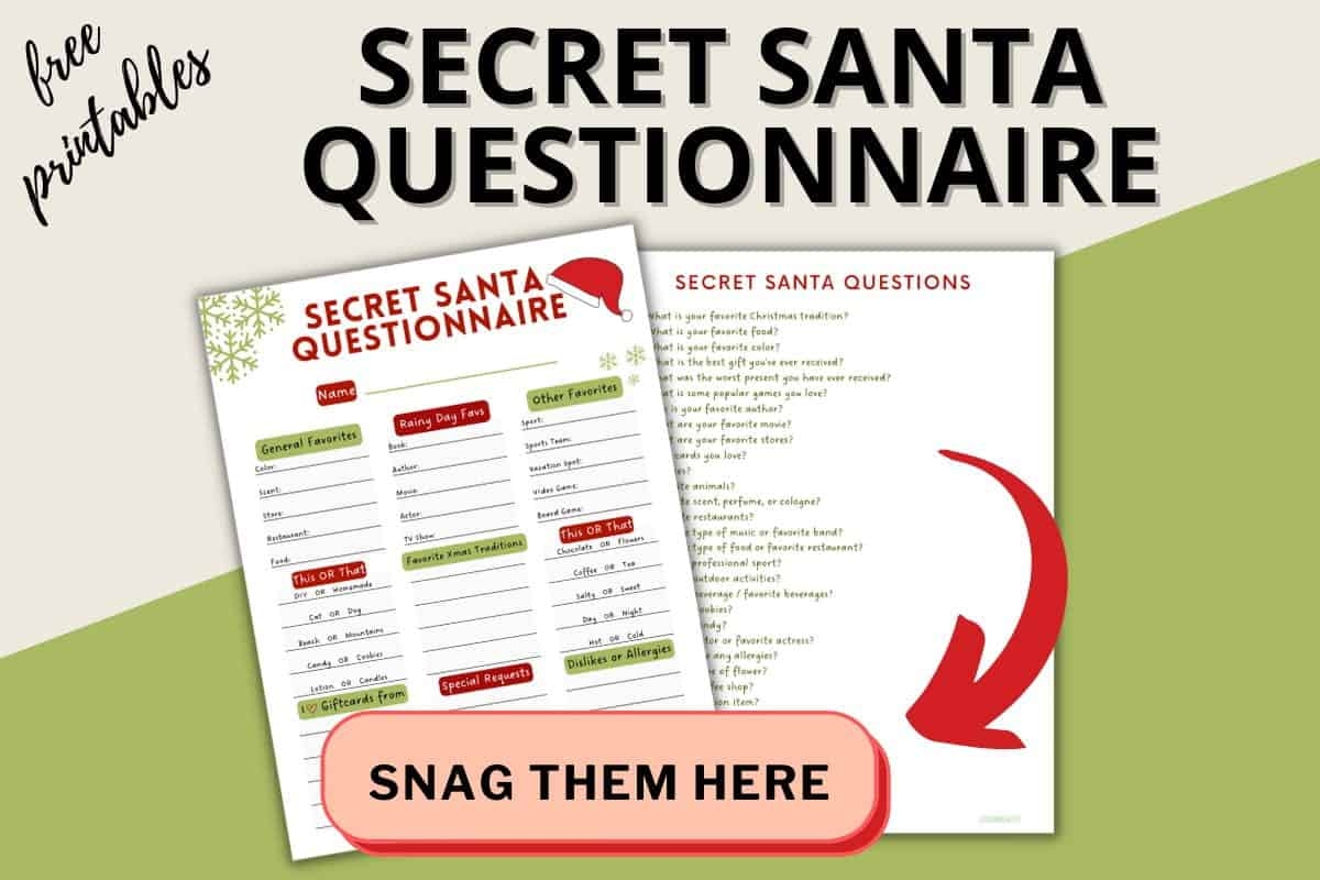 Secret Santa Questionnaire Printable Short