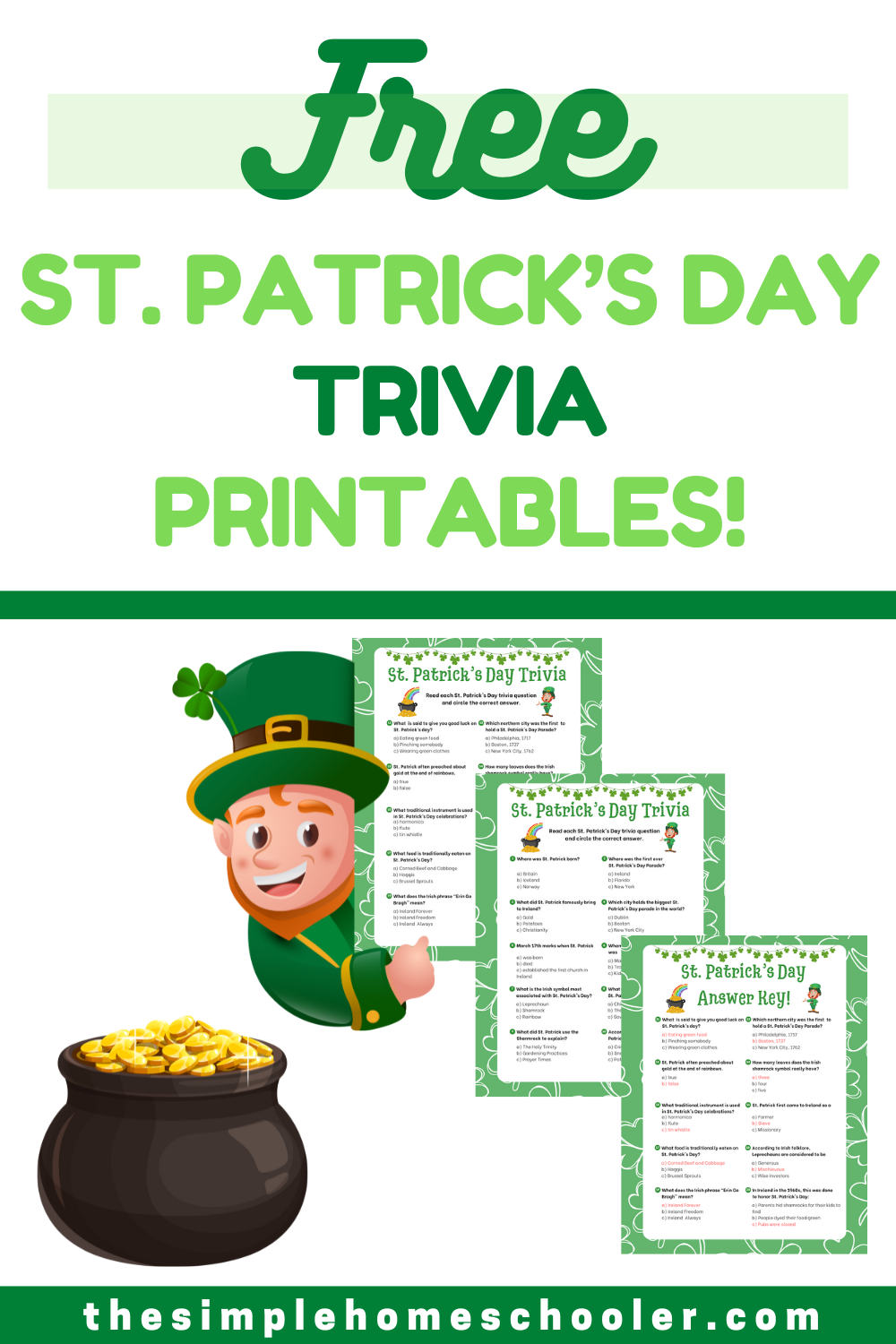 Free St Patrick s Day Trivia Printable Answer Sheets Included The Simple Homeschooler