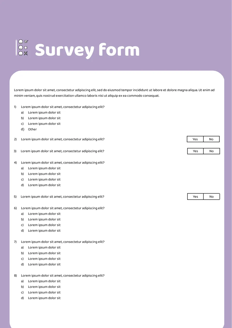 Free Survey Form Template For Google Docs