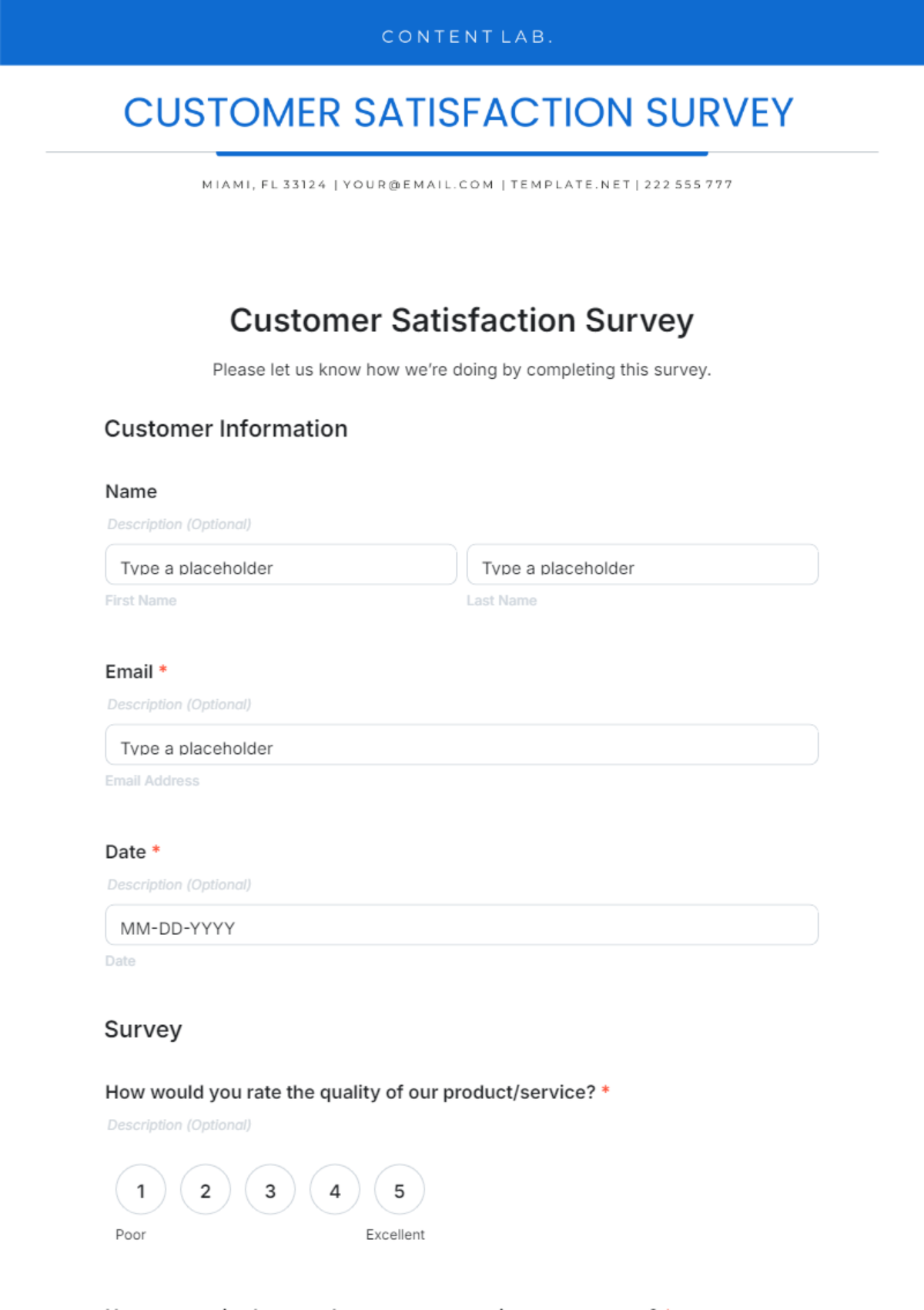 Free Survey Form Templates To Edit Online