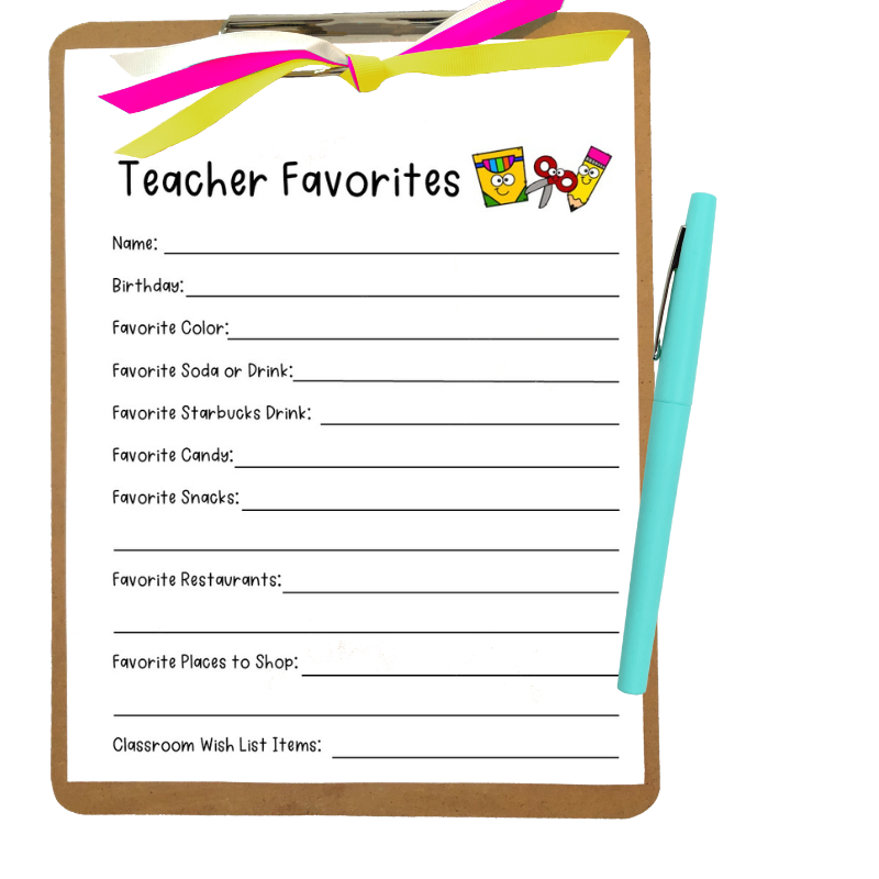 Favorite Things Questionnaire Printable