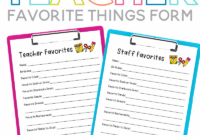 Free Teacher Favorite Things Form Sarah Chesworth