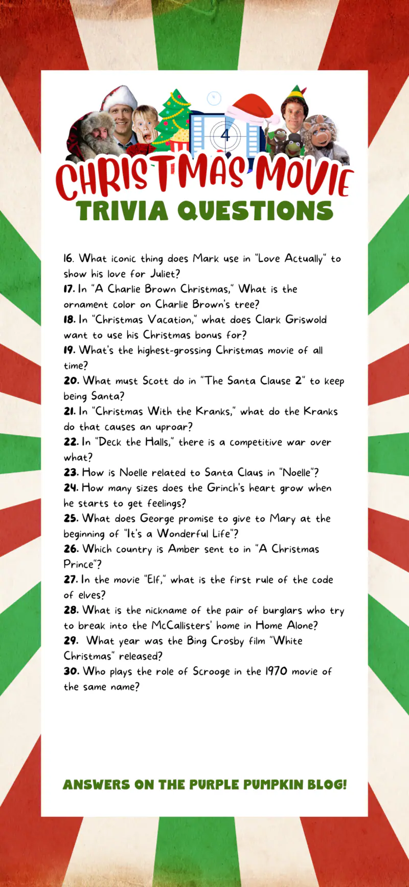 1970s Trivia with Answers Printable
